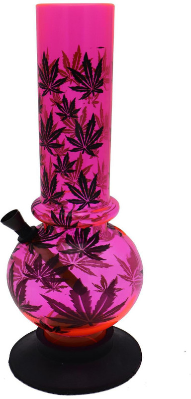 VYXOO 12 Inch Transparent Pink Leaf Printed Acrylic Water Beer Bong Beer Bong Funnel(250 mll)