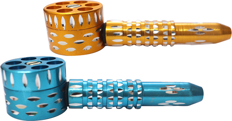 Richaa Creation 5 Inch Six Shooter Metal Yellow Hookahs Smoking Pipe Beer Bong Funnel(30 mll)