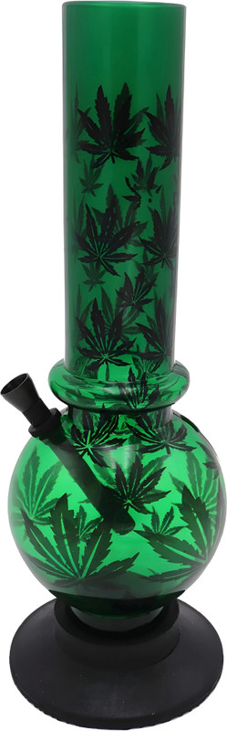 TANISHKA EXPORT 12 Inch Leaf Printed Acrylic Transparent Green Beer Bong Funnel(380 mll)
