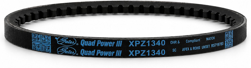 SKR Gates XPZ 1340 Quad Power III Cogged V-Belt | 10mm Wedge Belt | High Performance Belt Tension Gauge