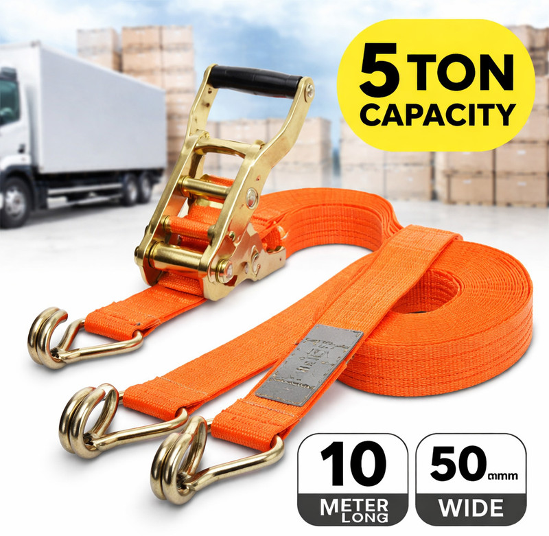 himu Heavy Duty Ratchet Tie Down Strap 5 Ton 10 Meter Cargo Lashing Belt Belt Tension Gauge