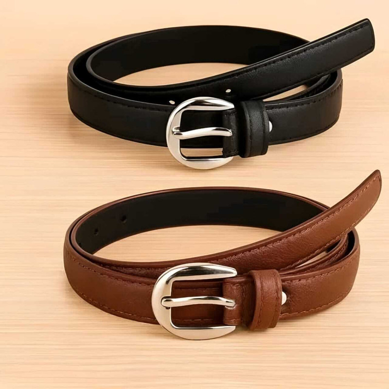 Zhermack Girls Casual, Formal, Party Black, Tan Texas Leatherite Belt