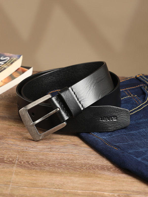 LEVI'S Men Casual Black Genuine Leather Belt