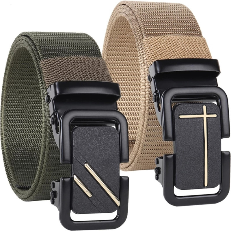 ShopGlobal Men Casual Beige, Brown Nylon Belt