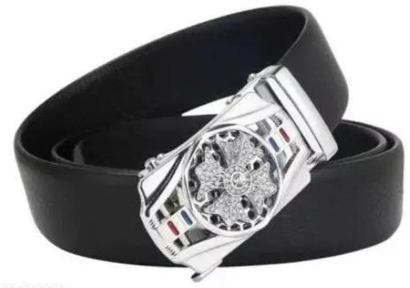 LUXURY LEATHER Men Casual, Party, Evening, Formal Black, Gold Texas Leatherite, Metal Belt