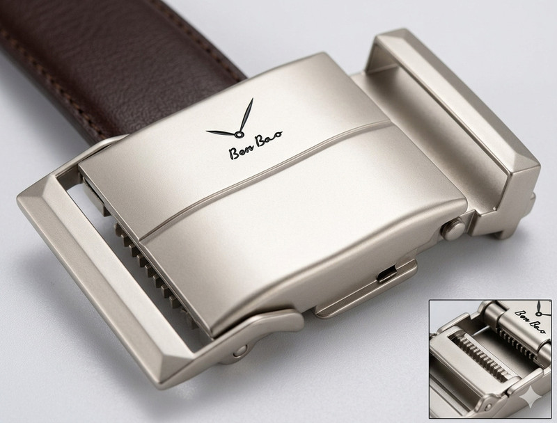 LeatherWeb Men Formal, Casual, Evening, Party Silver Metal Reversible Belt