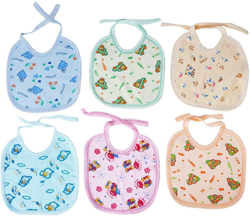 Anush Marino Soft Cotton Bibs/Apron For Baby (0-12 Months)(Pack of 6 Printed Towel Bibs)