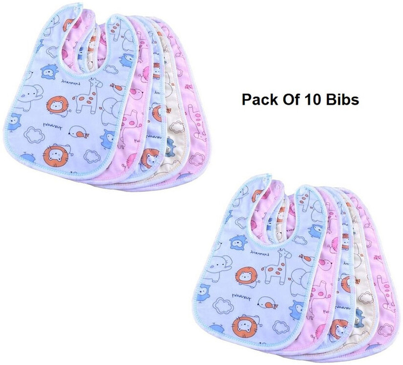 aktraders Baby Boys & Girls Waterproof-Quick Dry, Pack Of 10 Fleece Bibs For 0 To 12 Month(Multicolor-10)