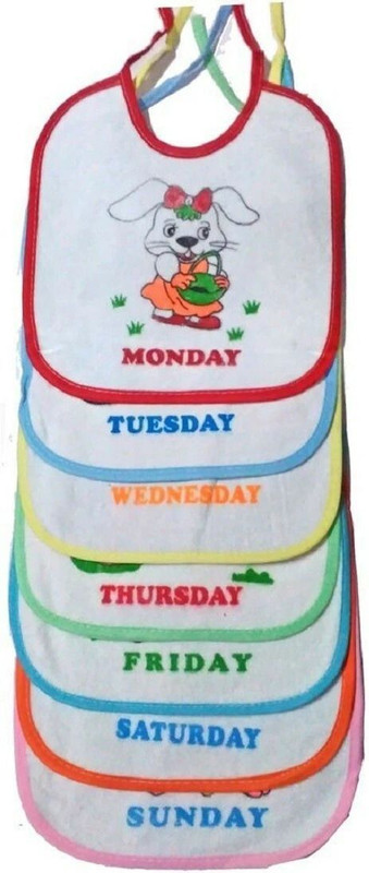 Chinmay Kids Beautiful Printed 7 Days Baby Bib - Design And Color May Vary(Multicolor)