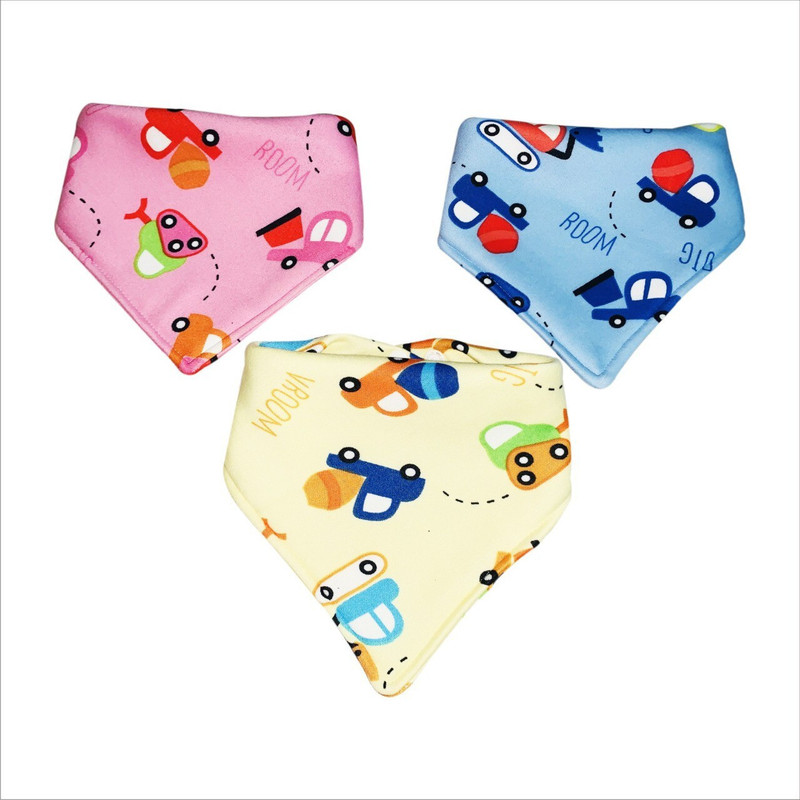 Chinmay Kids Baby Bibs Two Layered, Multi Colors Pack of 3(Multicolor)