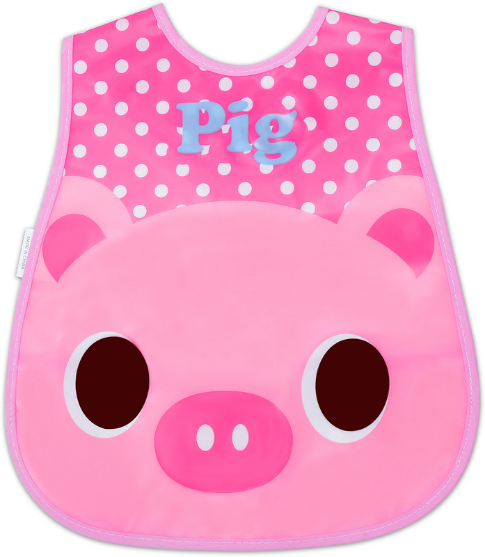 Pokory Baby Bibs for Feeding,Washable Adjustable Size for 2 Month to 3 Years,Pink Pig(Pink pig)