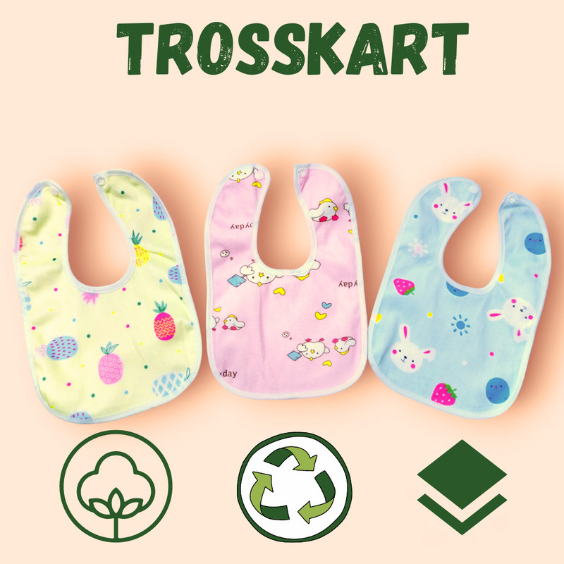 Trosskart Baby Apron,Smock,Drool bib,Feeding bib,Bandana bib,Silicone bib(Multicolor)