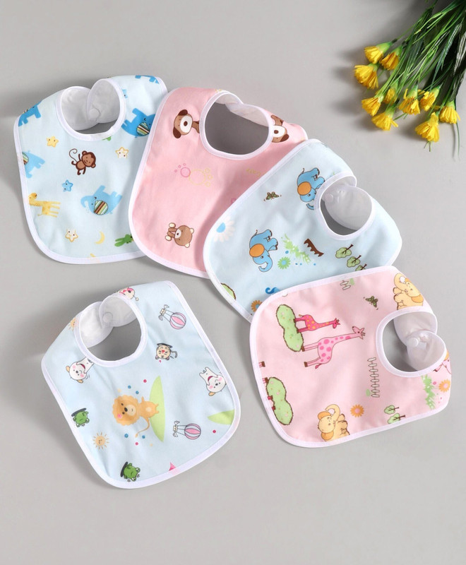 EMPOISON 5pcs/set Pure Cotton 360 Round neck Baby Bibs Random colour 0-3 years kid(Multicolor)