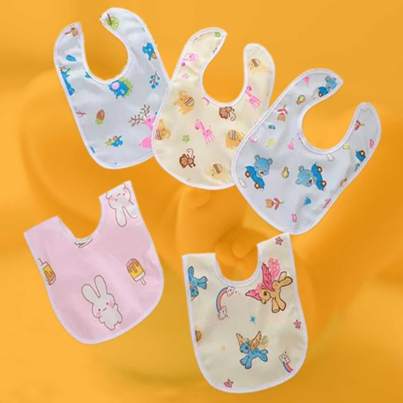 Little Bloom Baby Drool Baby Muslin Velvet Printed Button Bib Super Soft For Newborn Infants(5 Pcs Random Printed Crystal Velvet Cotton Washable, Anti-Bacterial, Sustainable)