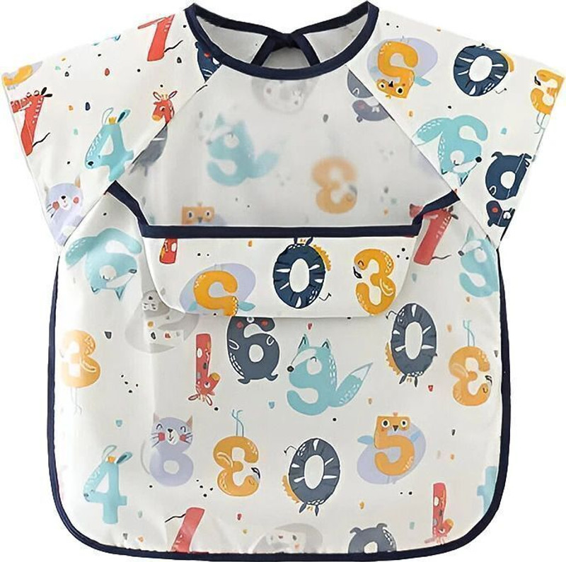 TONY STARK Sleeved Waterproof Baby Bib with Pocket – Lightweight, Washable,(Ideal for Toddlers 6-24 Months, Math Magician)