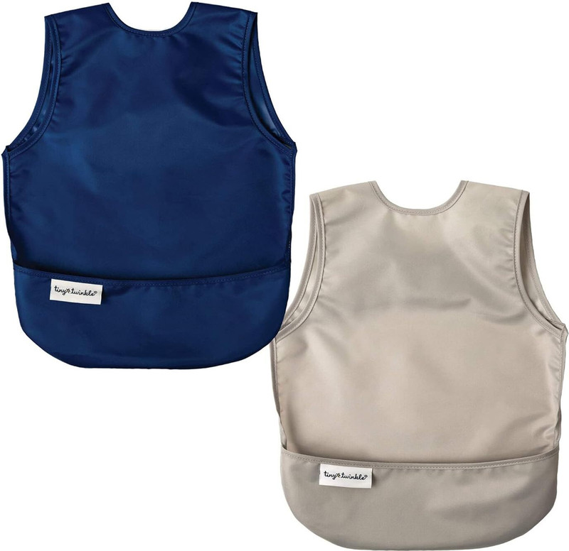 Tiny Twinkle Unisex Baby Mess-Proof Bib 6-24M (Pack of 2)(Grey Indigo)