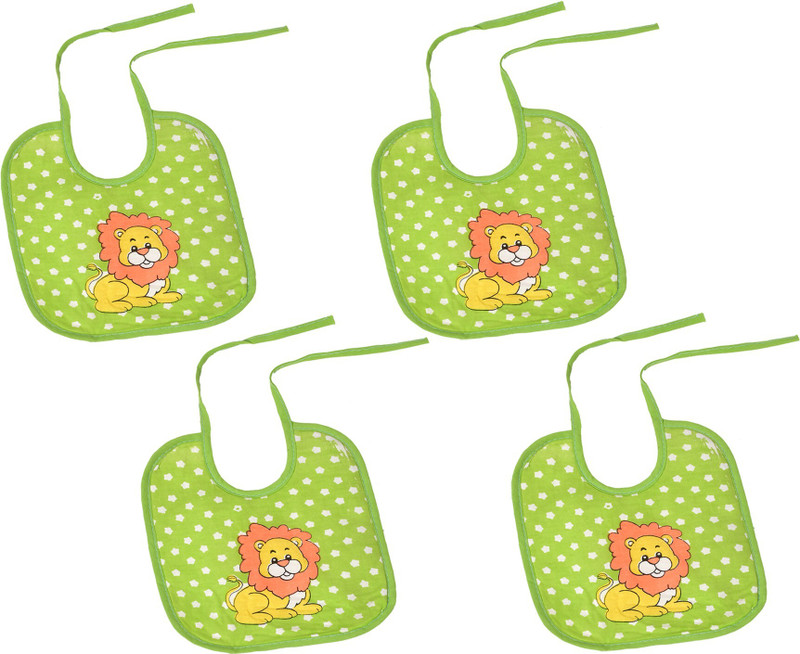 Heart Home Unisex Baby Cotton Super Bib, Washable, Stain And Odor Resistant-Packof 4(Green)(Green)