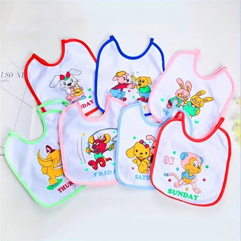Goyoku NewBorn Baby Sunday To Saturday Full Week Waterproof Bib Pack of 7(Multicolor)