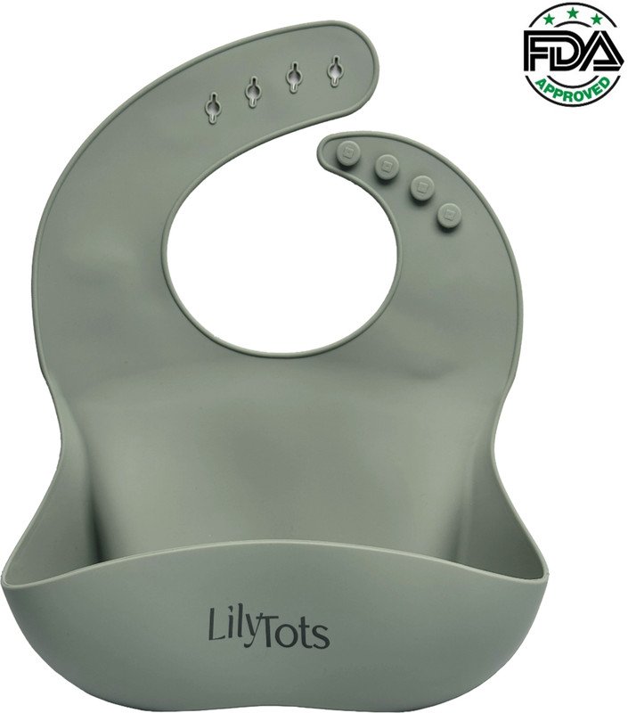 LilyTots Baby Bibs Food Catcher | Waterproof Apron for 6 Months to 2 Years old | Lalaposh(Sage Green)