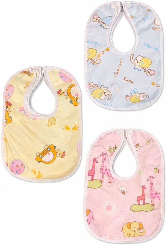 Sprout Kidz Everyday Waterproof Titch Button Feeding Bib Set | Pack of 6(Multicolor)