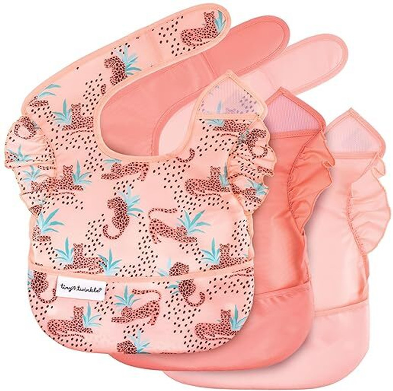 Tiny Twinkle Baby & Toddler Waterproof Bib With Silicone Pocket 6-24 Months (pack of 1)(Leopard print)