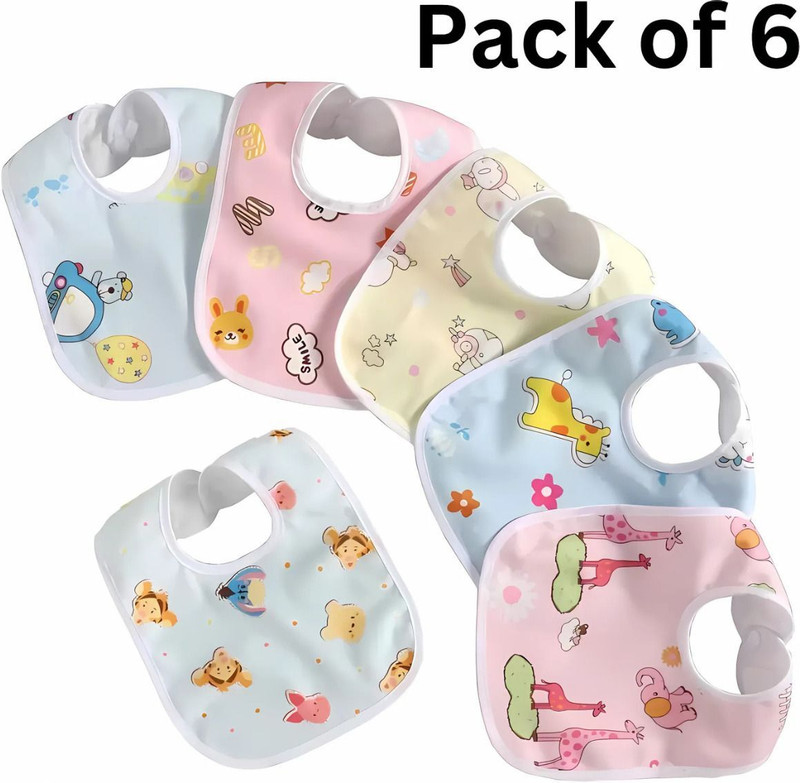 Astra Zone waterproof,supersoft cotton daily use and stylish bibs for baby pack of 6(Multicolor)