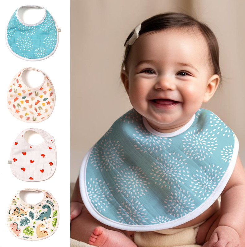 TIDY SLEEP Muslin Bibs for baby Bibs Apron for Feeding and Drooling(Red)