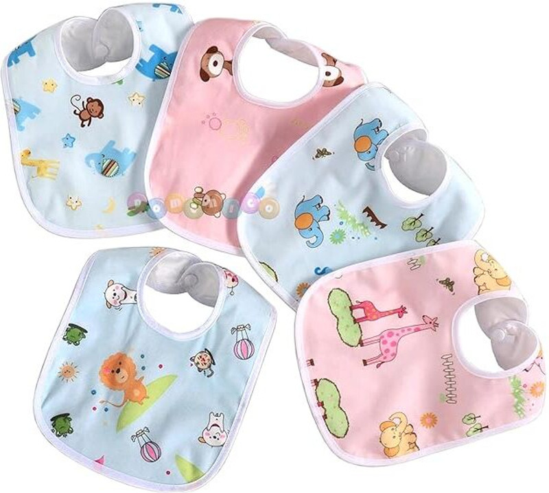 Vadhavan Double Layered Waterproof Bibs Pack Of 5(PINK & BLUE)