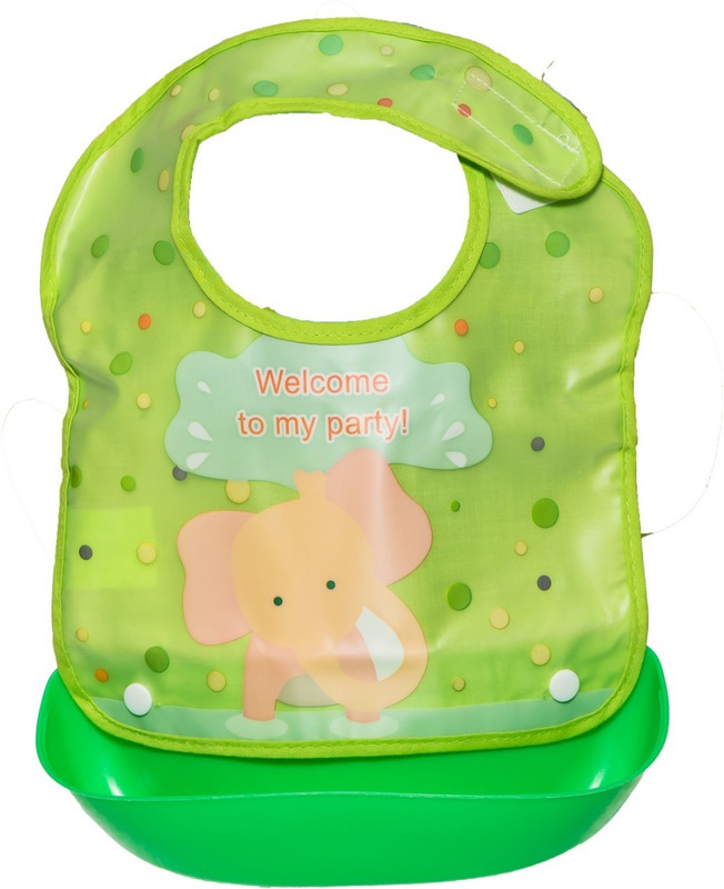Adore Pro Baby Washable Bibs with Spill Catcher - Waterproof - Detachable - Pack of 5(Green)