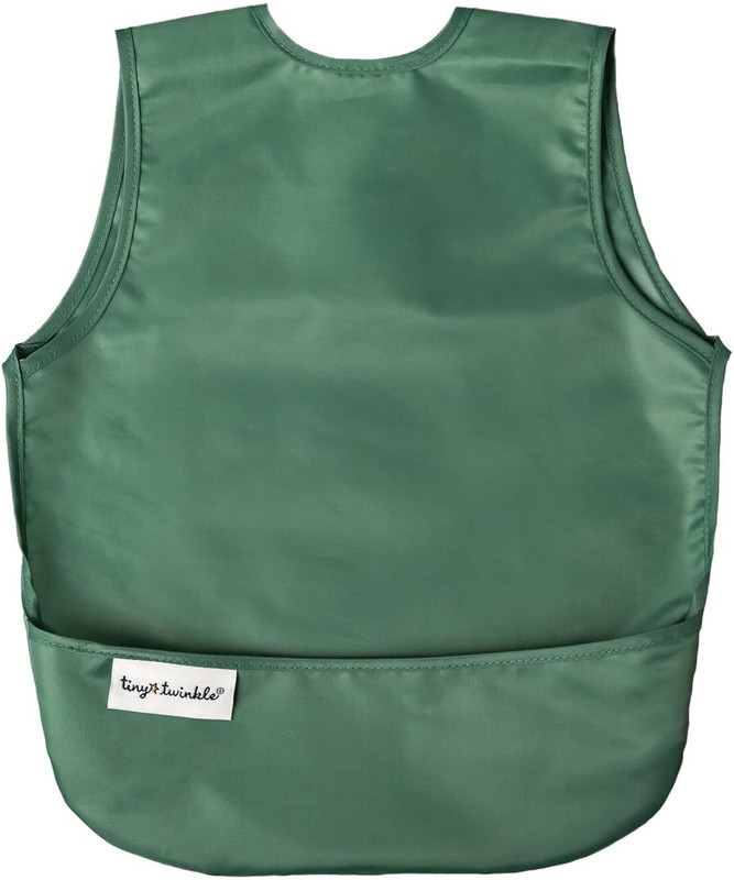 Tiny Twinkle Mess Proof Baby Apron Travel Bib for Baby Eating(Olive)