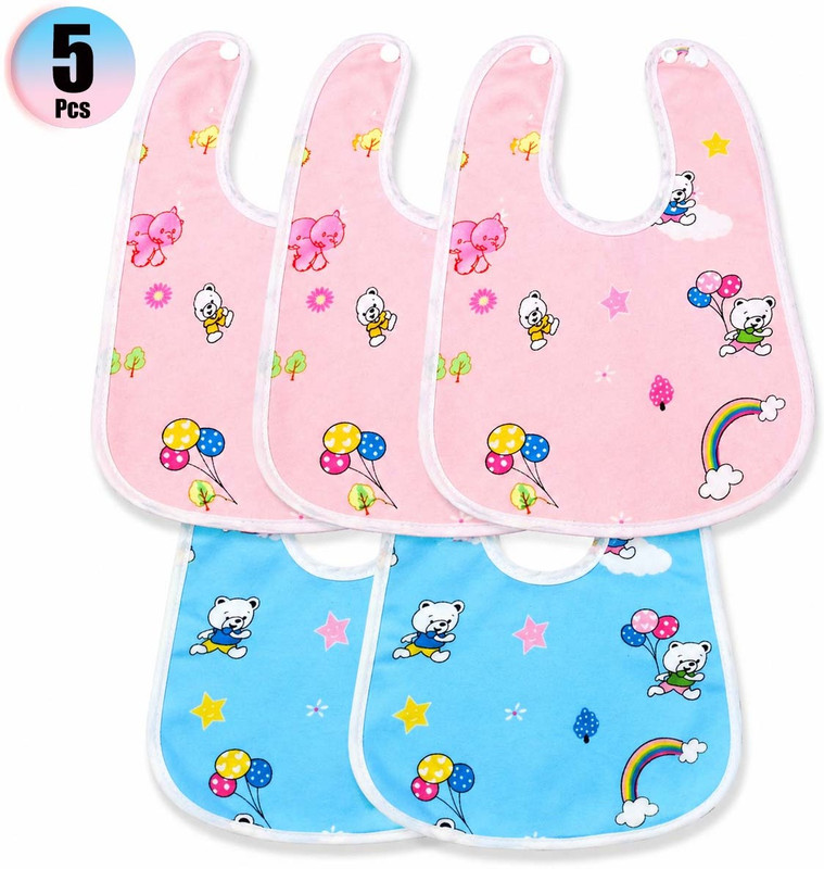 Babyrose Waterproof Baby Cotton Feeding Bibs for 0-30 Month | Snap Button Closer(Multicolor)