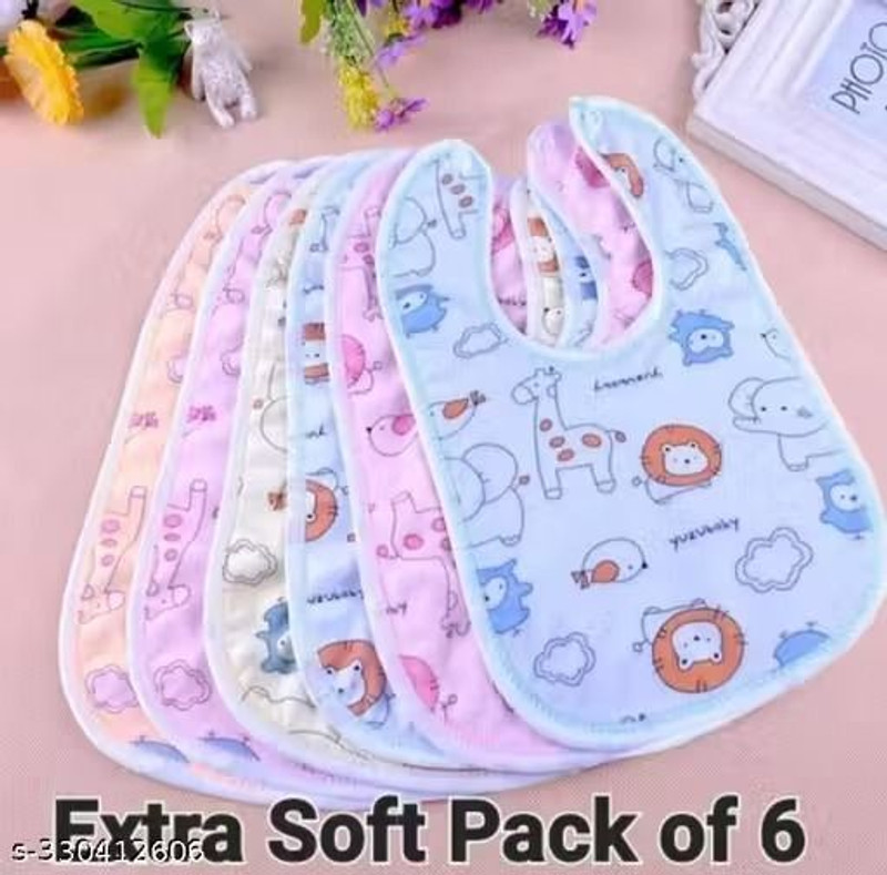 Approx Best quality baby bibs pack of 6 chit buttoned waterproof(Multicolor)