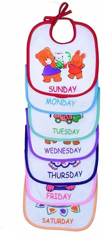 Goyoo Baby Bib Set-7 Pcs (Monday to Sunday) | Waterproof & Washable| Feeding Bibs(Multicolor)