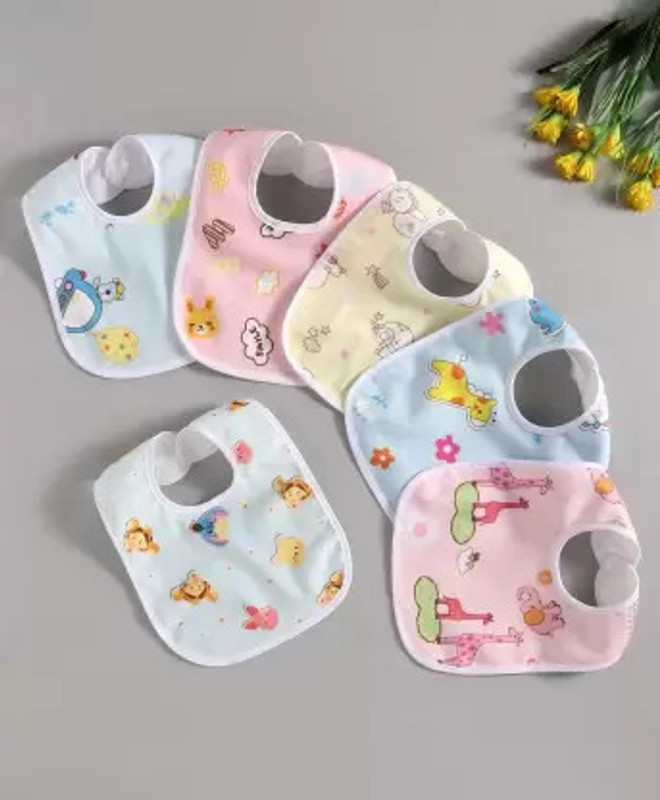 classy culture Baby Button Bibs Apron for Feeding and Drooling Button Double Layered Waterproof(Multicolor)