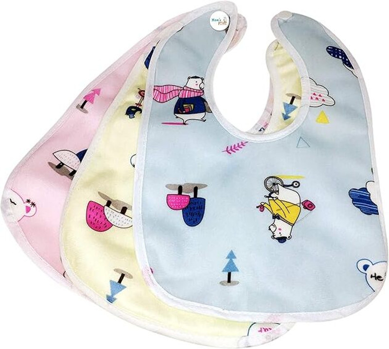 Vadhavan 3pcs/set Pure Cotton 360 Round neck Baby Bibs(Multicolor-Pack of 3)
