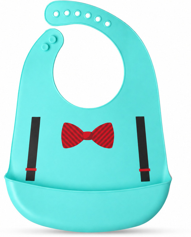 Babyrose Silicone Baby Bib with Deep Spill Pocket | Waterproof & Adjustable(Food-Grade Silicone | Light Blue | 6 Months–3 Years)