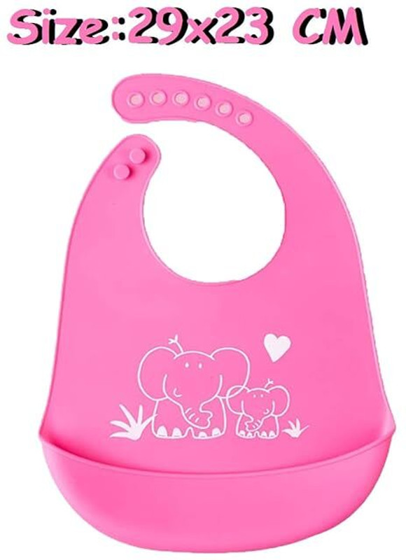 truecart care BabyCartoon Printing Waterproof Silicone Bib Rice Pocket(Pink)