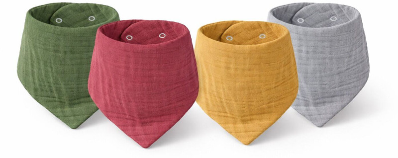 Navvi Muslin Baby Bibs Baby Bandana Drool Bibs 100% Cotton for Unisex Boys Girls(Multicolor, Pack of 4)