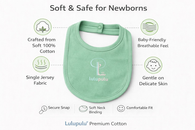 Lulupulu Baby Cotton Bib Green Feeding Bib(Green)