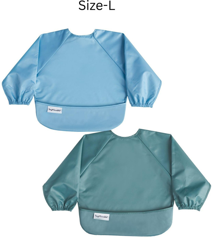 Tiny Twinkle Baby Bib Waterproof Long Sleeve Machine Washable Large 2-4 Years (Pack of 2)(Slate Olive)