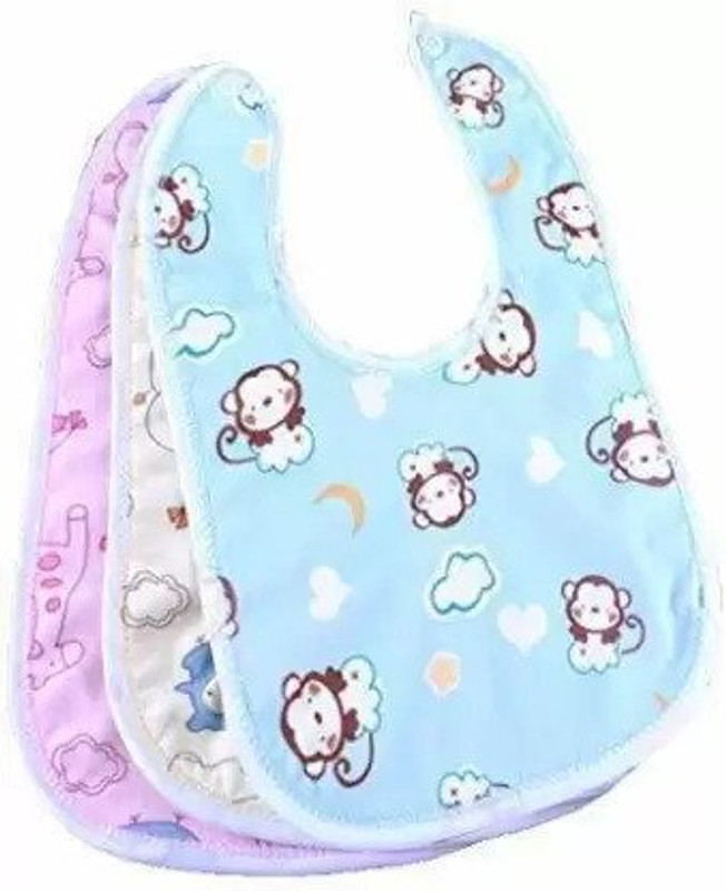 Safeline Plus Baby Cotton Waterproof Bibs | Feeding Infants and Toddlers| Useful Baby Gift(Multicolor 3)