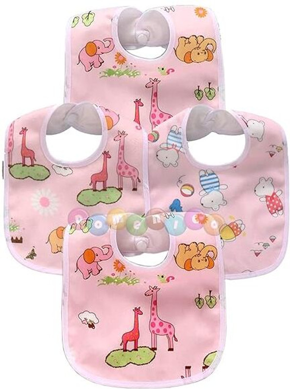 Vadhavan Water Resistant-Premium Super Quality Soft Cotton Daily Use Button bibs (4 BIBS)(Pink)