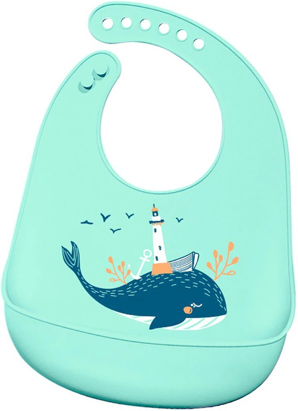 GUCHIGU Baby Silicon Bib with Pocket Waterproof Adjustable Feeding Bibs Ideal for weaning Babies (Aquamarine, 1Pc)(Aquamarine Blue)