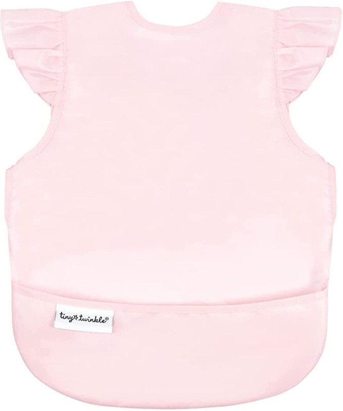 Tiny Twinkle Mess Proof Baby Bib - Waterproof Baby Apron-Travel Bib-Small 6-24 Months(Rose)