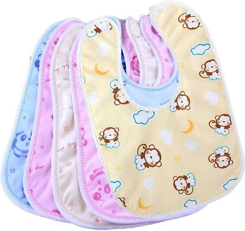 Newborn Bliss Baby Feeding Apron Cotton | Baby Food Apron for New Born(Pack 2)(Multicolor)