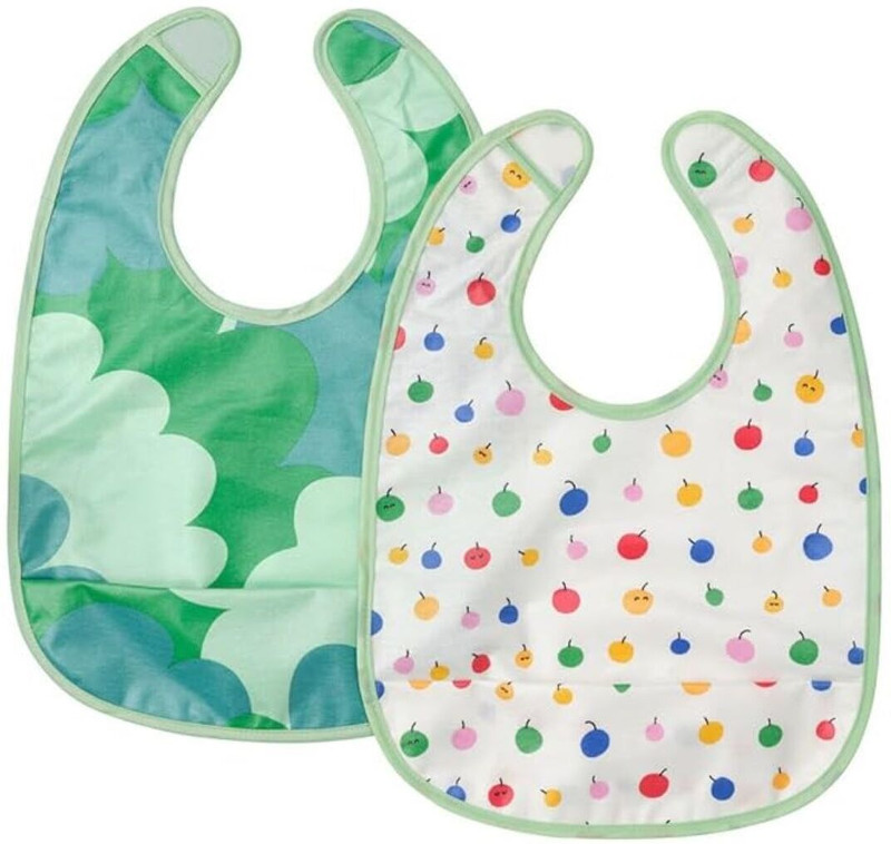 IKEA Digital Shoppy Organic Cotton Baby Bibs for Toddlers and Infants, 2-Pack(Green)