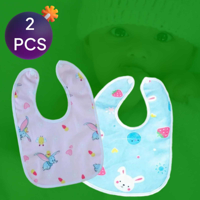 house of common Baby_bibHouse of common5352(2 Pcs Random Printed Crystal Velvet Cotton Washable, Anti-Bacterial, Sustainable)