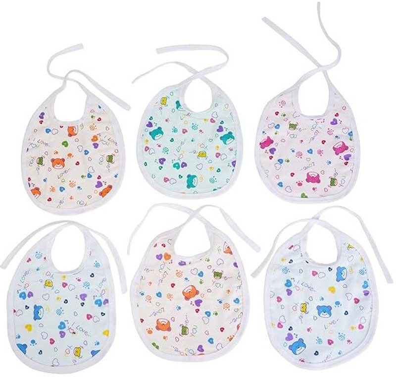 Sarvatapana Bibs for Baby Flalein Printed Stylish Set of 6 Soft Cotton No Waterpoof(Bibs Flalein, Set of 6)