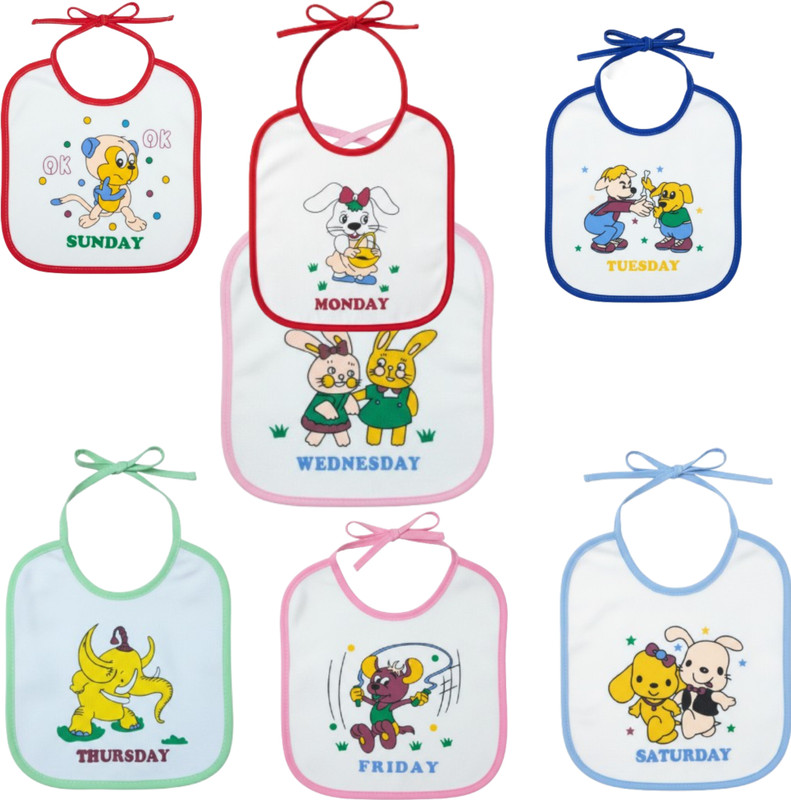 Charmpeak Baby Cotton Feeding Bib for Newborn to 6 Months, Soft 7 days Bib set(Multicolor)