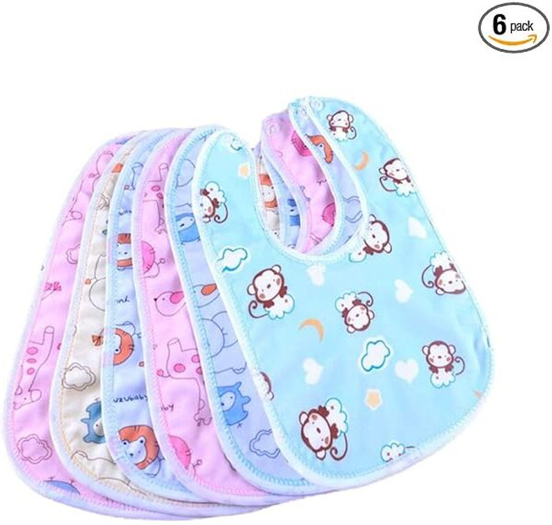 SWASUM Waterproof Baby Apron with Bib (Set of 6)(Pink)